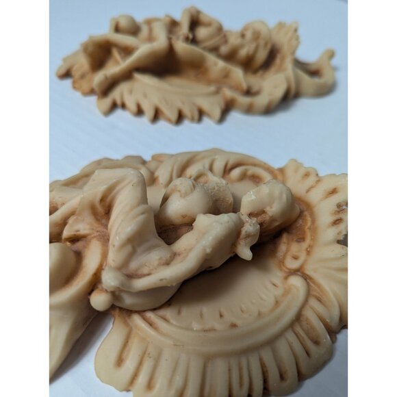 Italian Lava Stone tuff Resin Wall Plaques Musical Figures - Set Of 2 9 inch - Picture 8 of 14